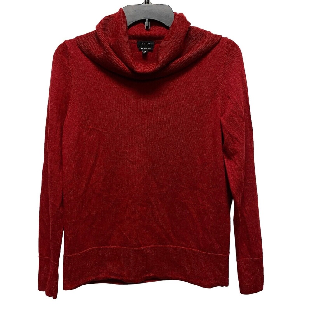 Talbots Women's Med Burnt Orange Long Sleeve 100% Merino Wool Cowl Neck Sweater